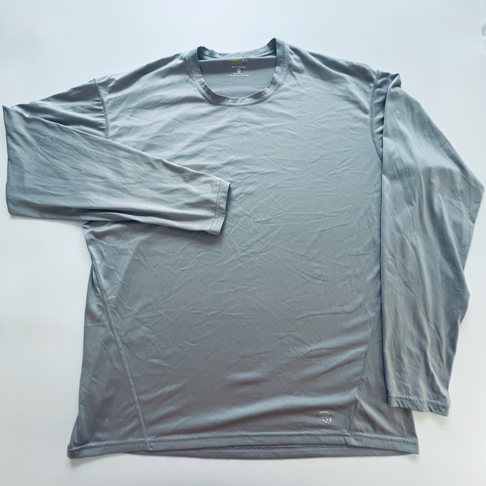 Mountain Hardwear Mens XXL Grey Long Sleeve Performance Hiking Shirt Made in USA